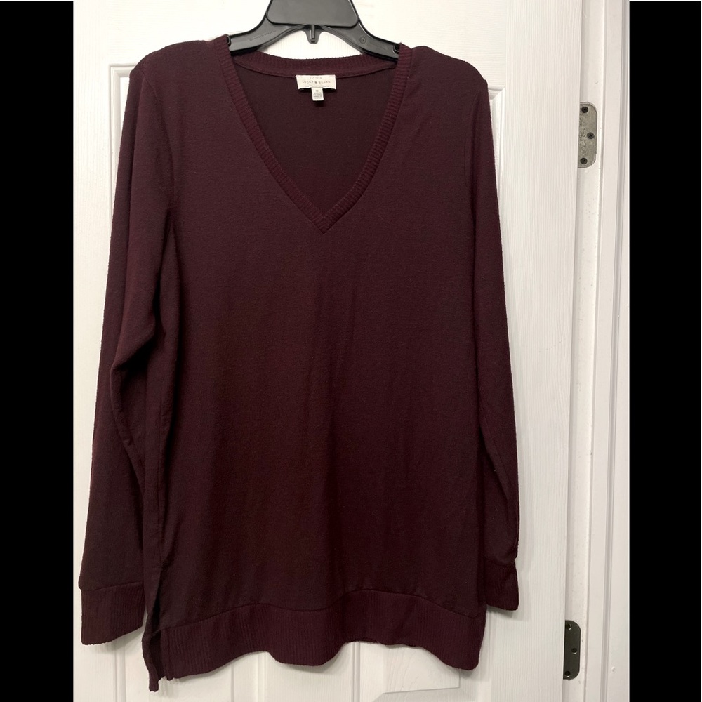 Lucky Brand Tunic Sweater Burgundy Maroon M